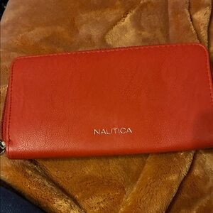Nautica Red Zip Wallet with Silver Logo